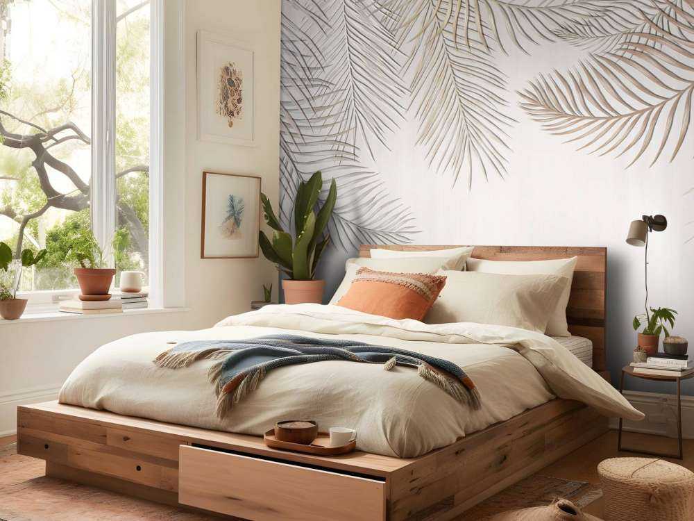 Beige colored palm leaves