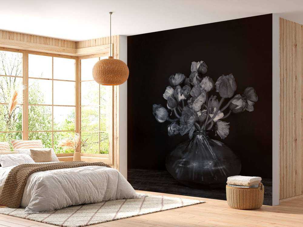 Schilderachtige bloemen zwart-wit