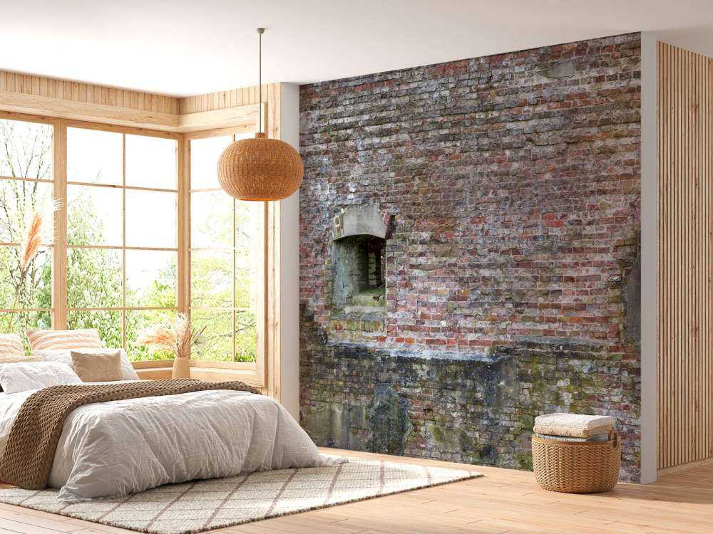 Gelaagde bakstenen muur