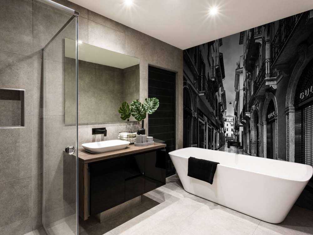 Shopping street in black and white