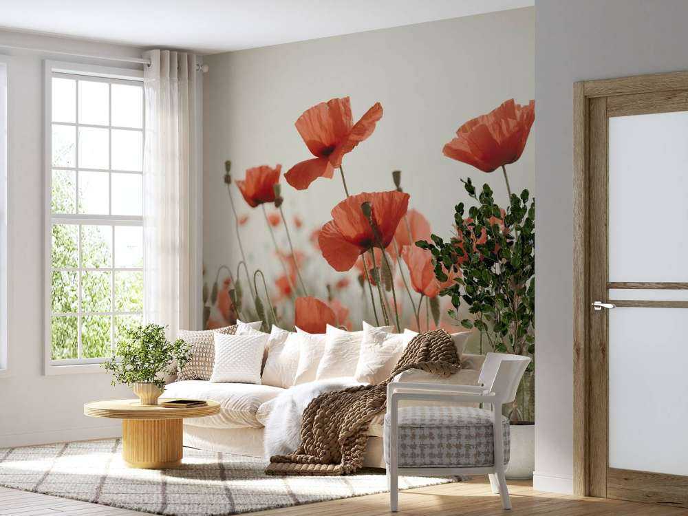 Poppies in vintage colours