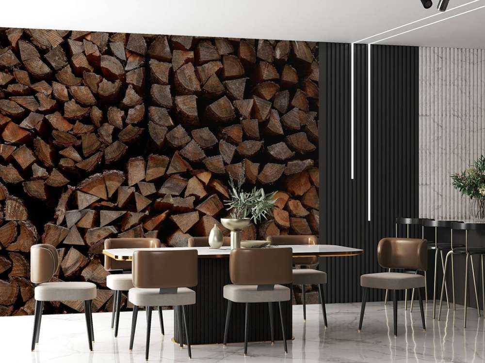 Round piles of wood