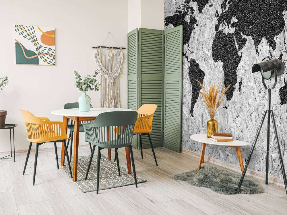 Black world map on white background