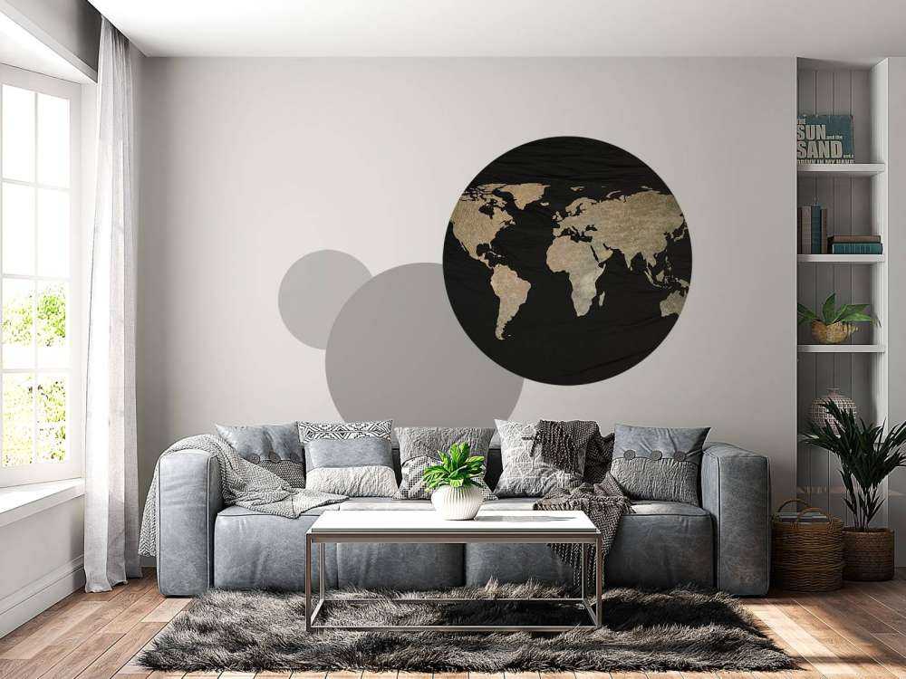 World map light gold