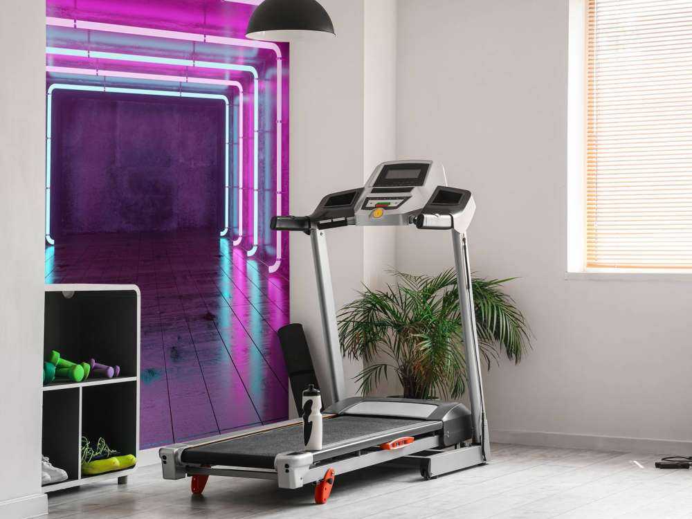 Concrete room with neon lights