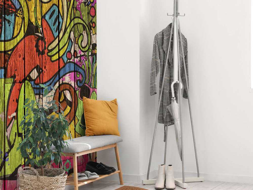 Street graffiti on old wood