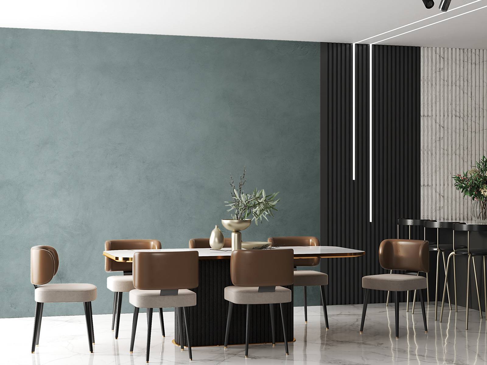 Concrete with shades of green