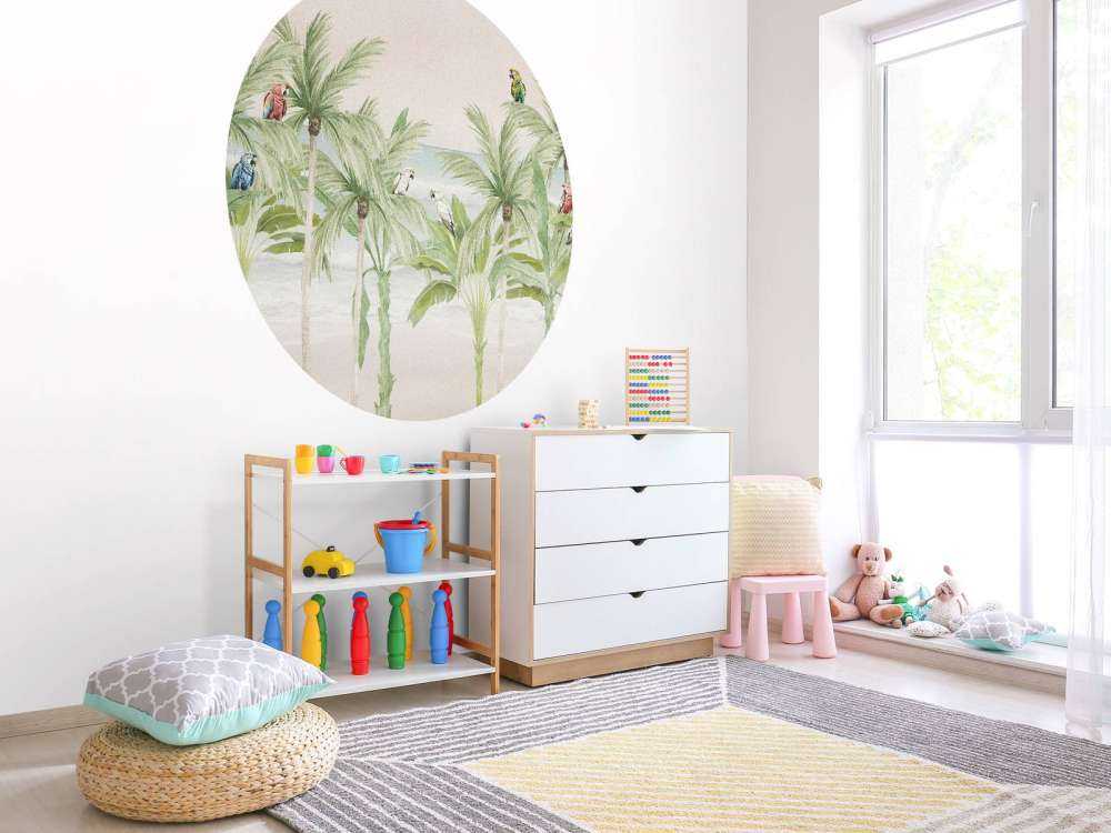 Parrots on the beach in color