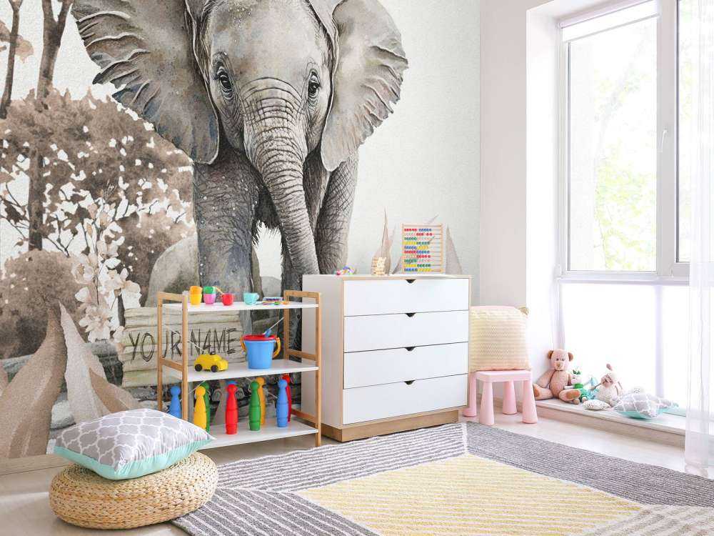 Elephant in the jungle taupe