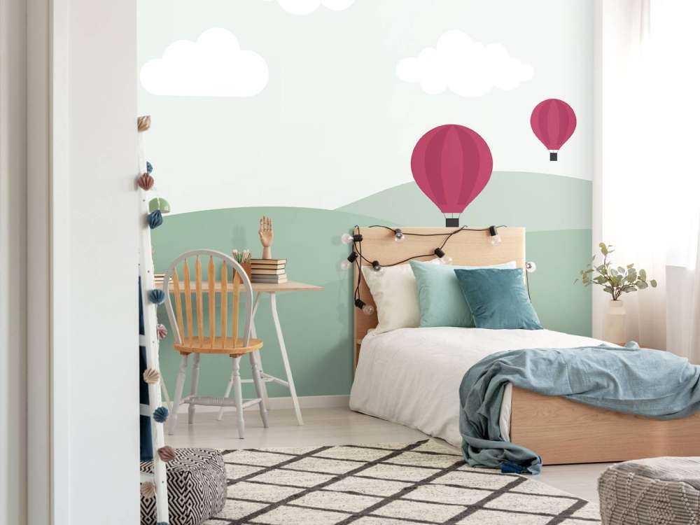 Hills with hot air balloons