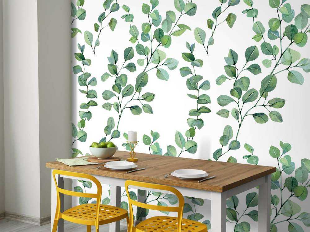 Watercolor leaves and branches