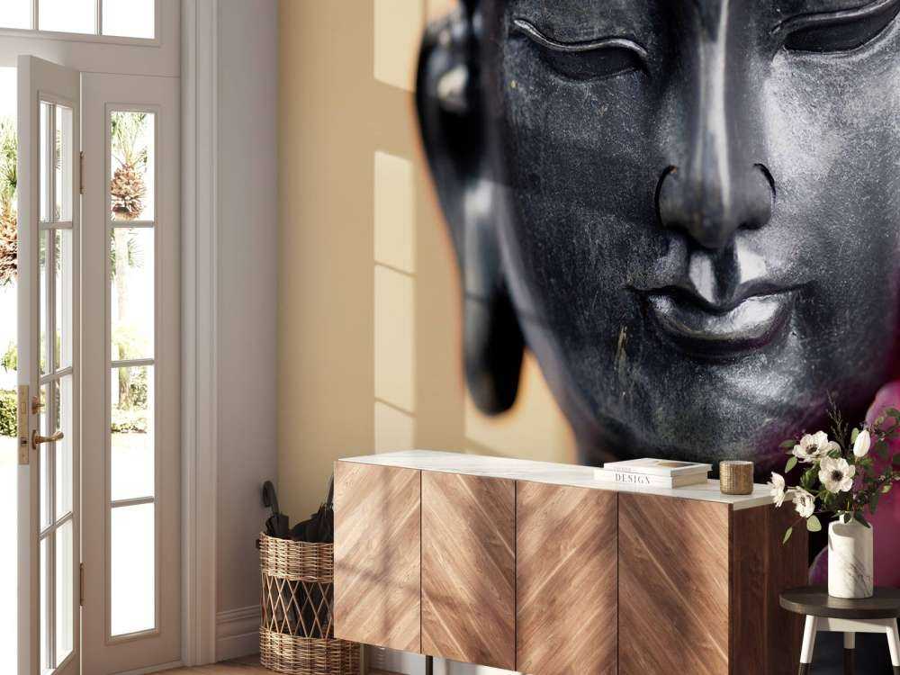 Buddha and pink orchid