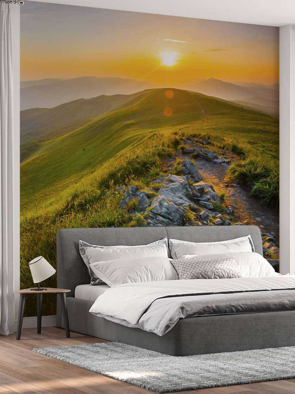 Sunset in a mountainous landscape