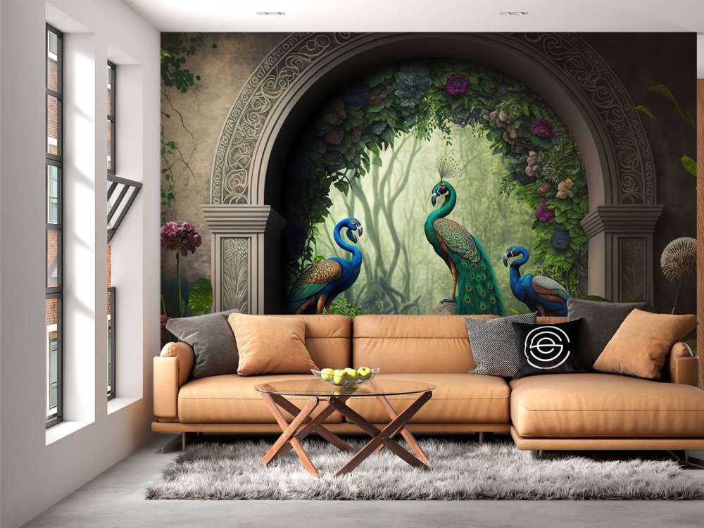 Peacock Trio in Secret Garden