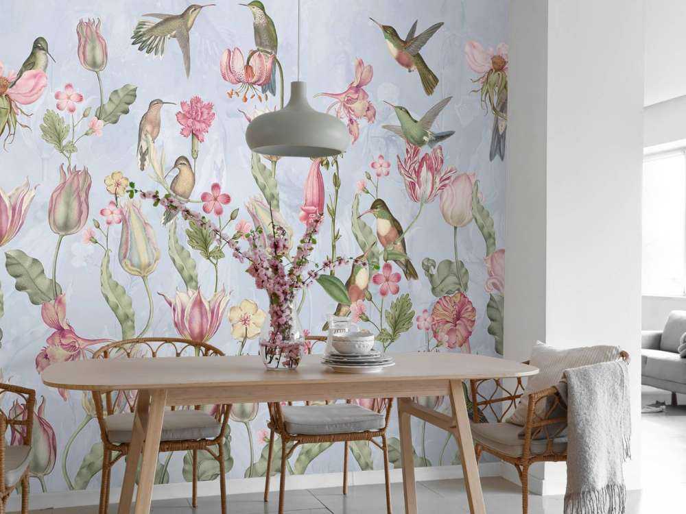 Spring Hummingbird Symphony - Pastel Blue Serenade