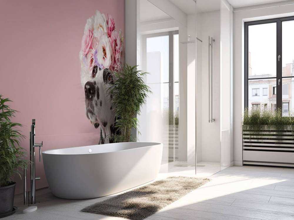 Dalmatian with colored flowers