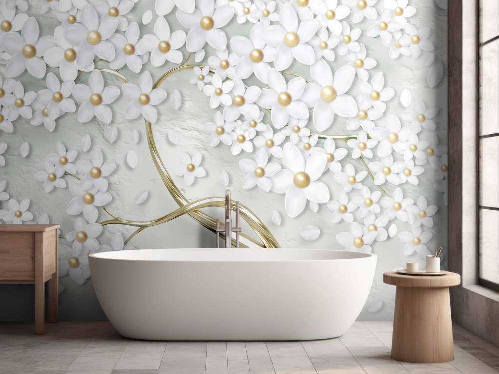 Golden white flowers