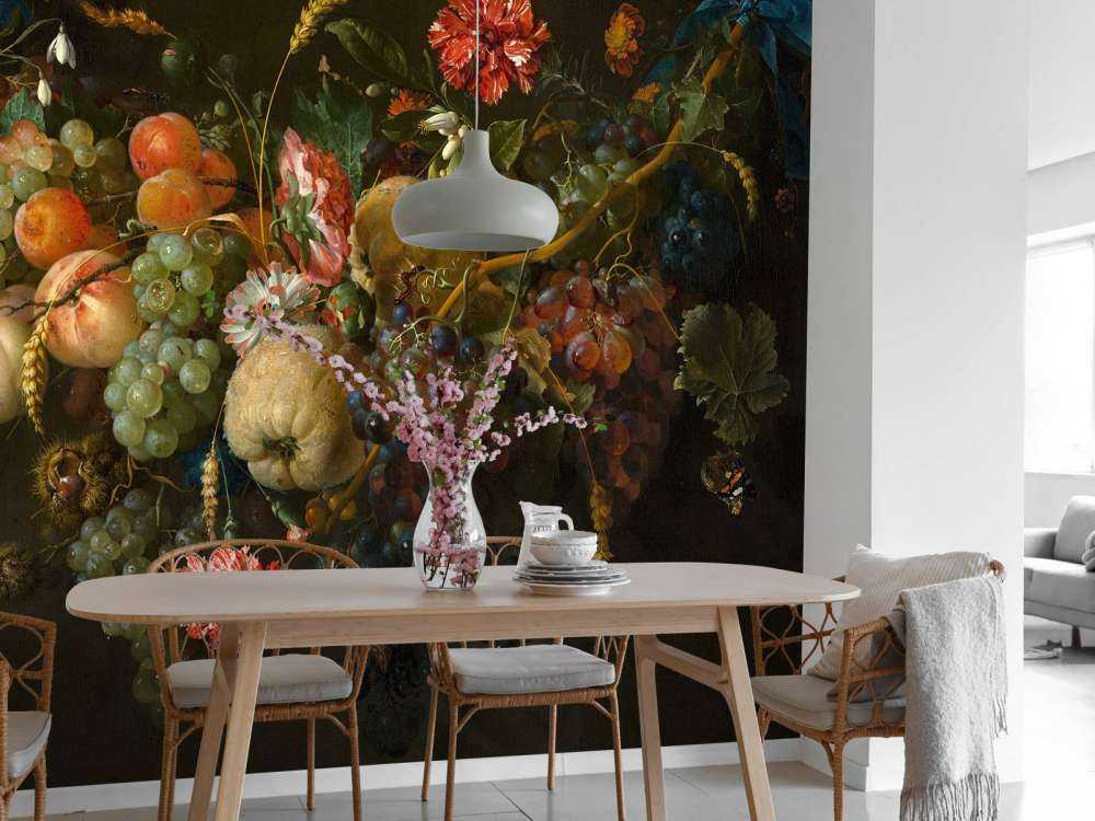 Garland of fruits with a few flowers