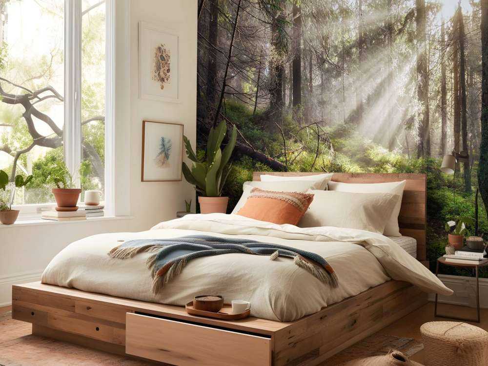 Autumn forest with sunshine