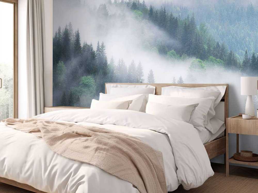 Foggy forest in the mountains