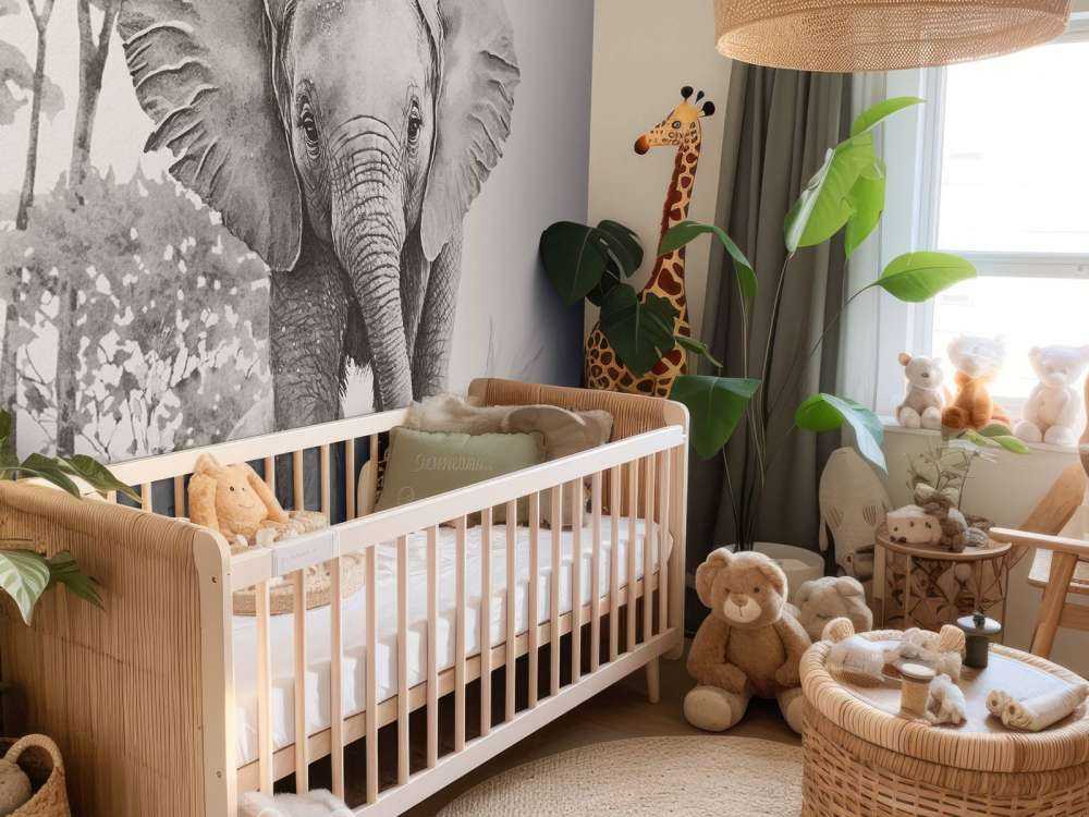 Baby elephant in the jungle beige