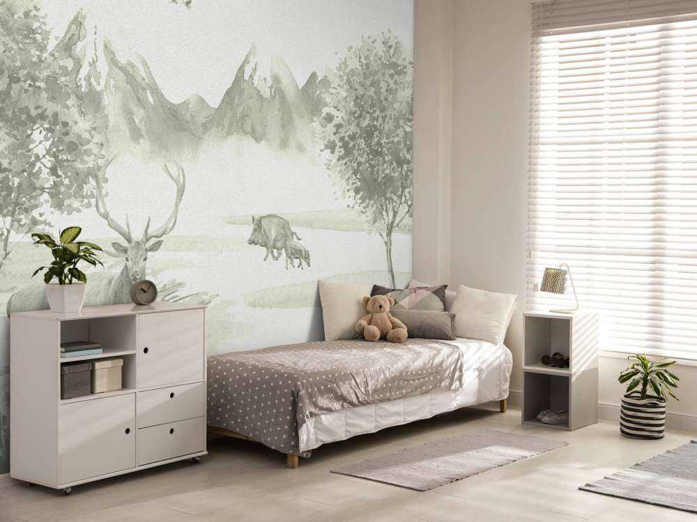 Forest with animals in green