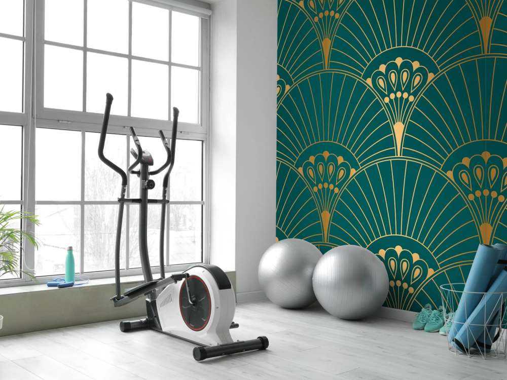 Art Deco fan in Teal