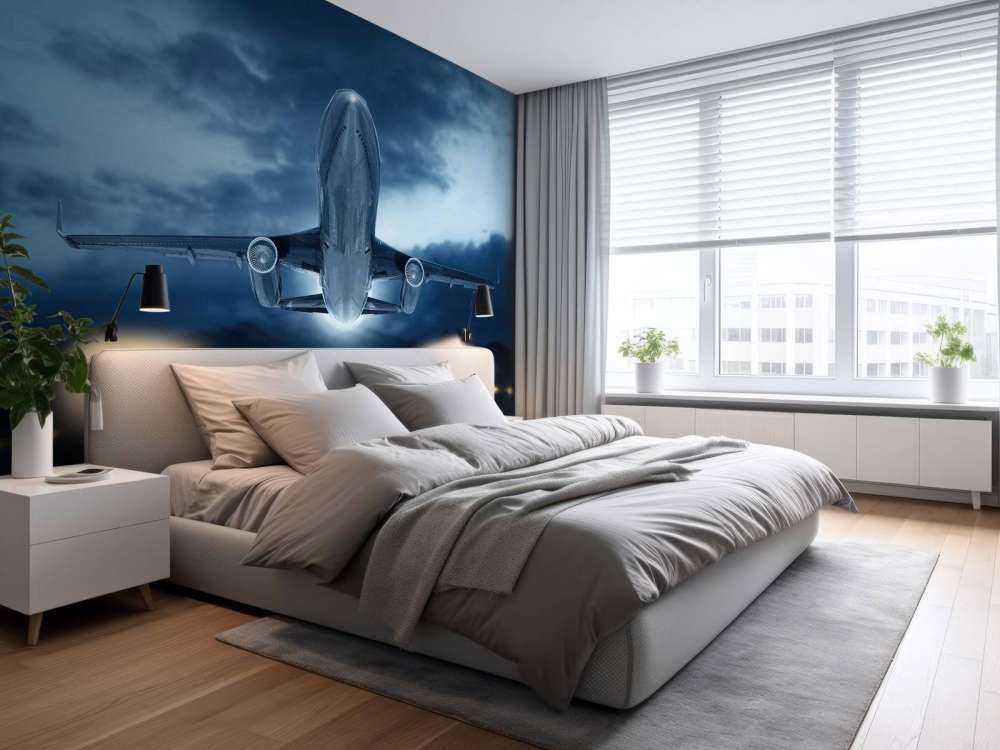 Rising plane with dark sky