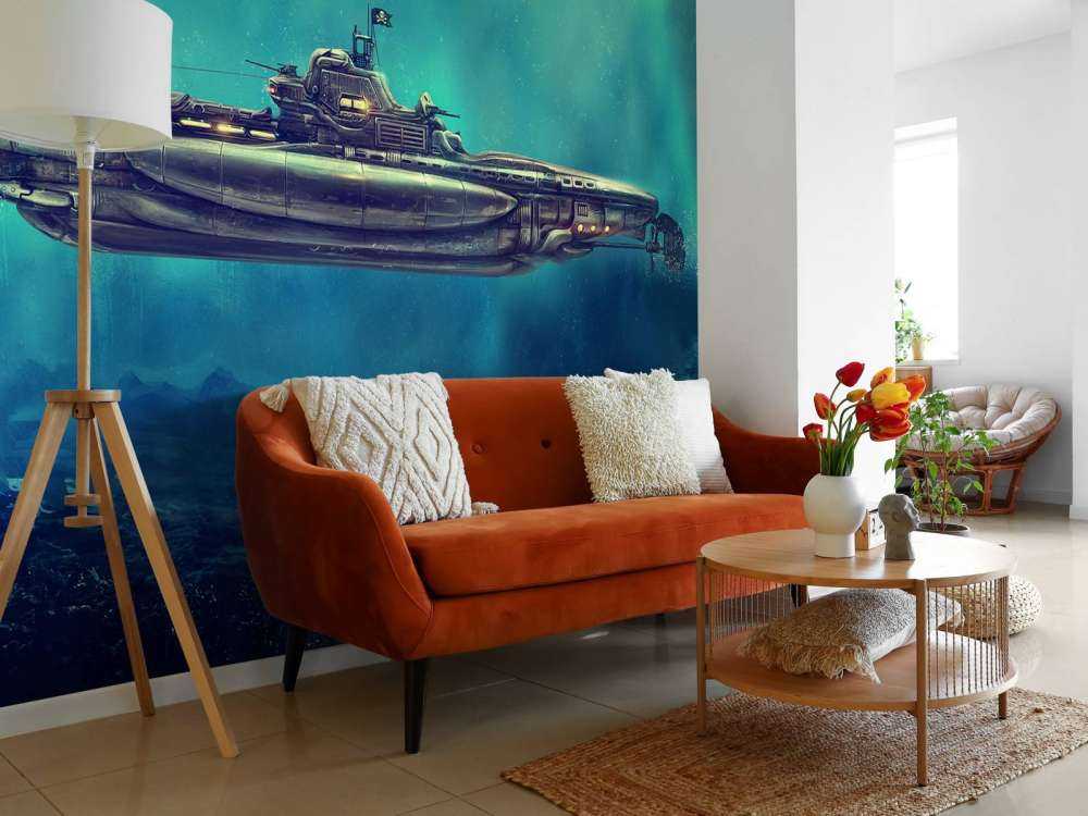 Pirate submarine in the underwater world