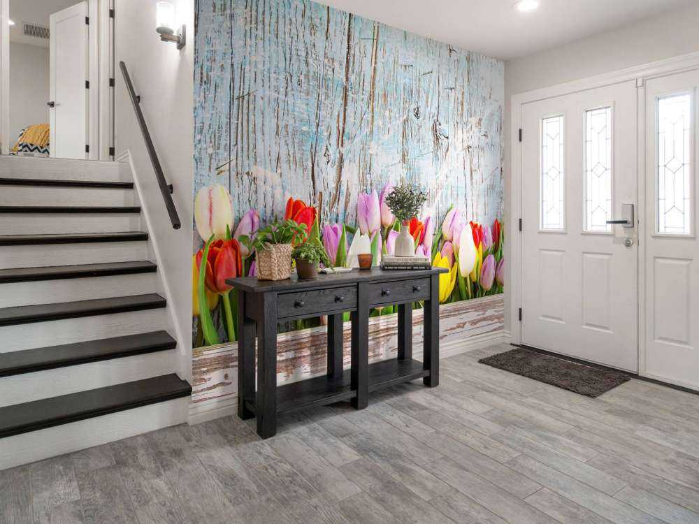 Tulips with wood