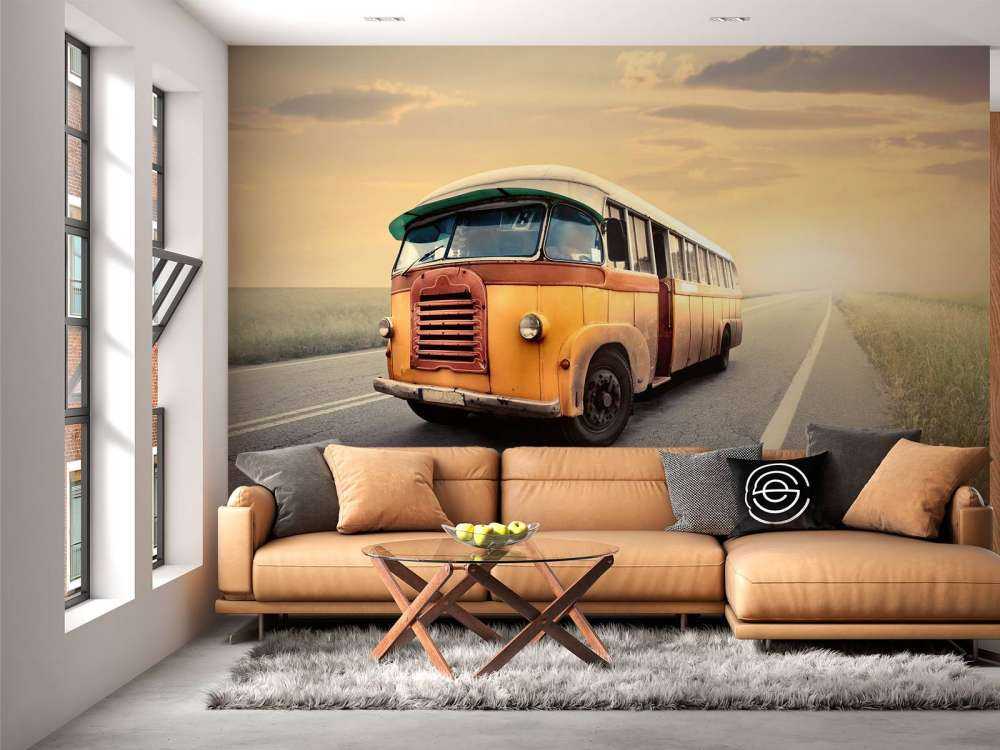 Bus on a deserted road