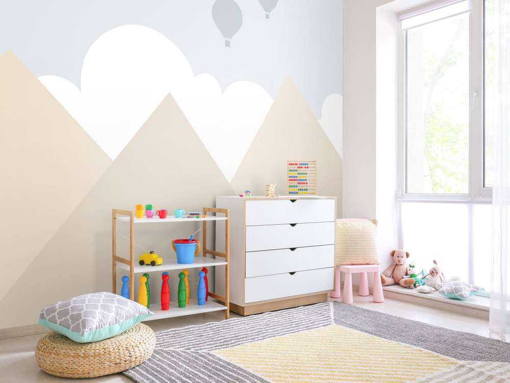 High mountains with hot air balloons