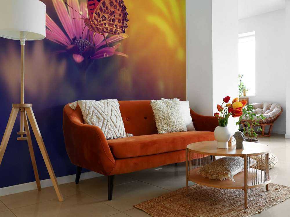 Red butterfly on flower