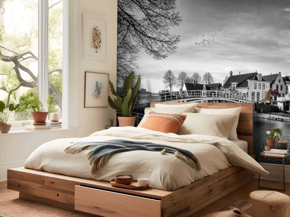 Fortified town Dokkum Bridge over Klein Diep Friesland 