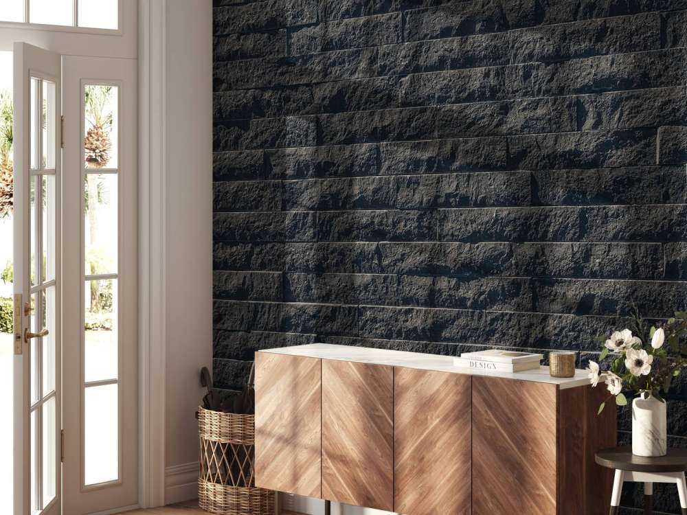 Wall with dark stones