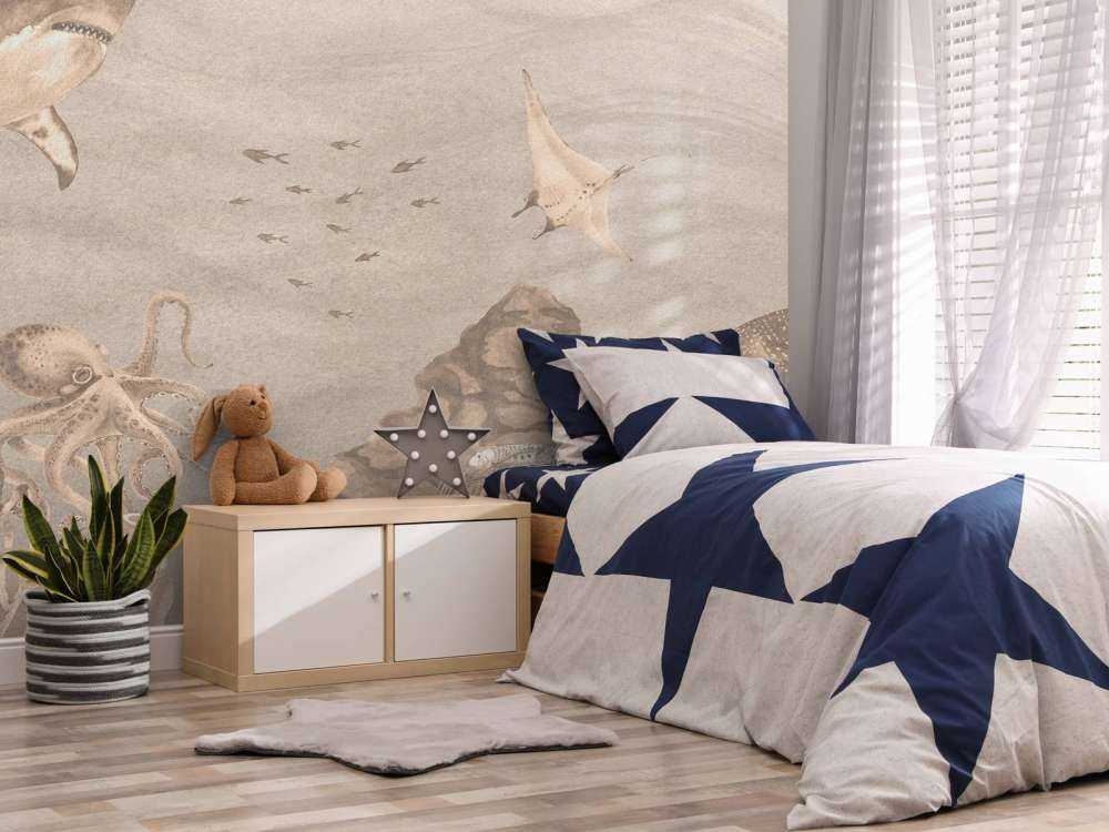 Underwater world with sharks