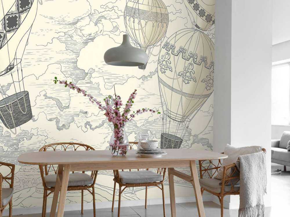 White modern hot air balloons