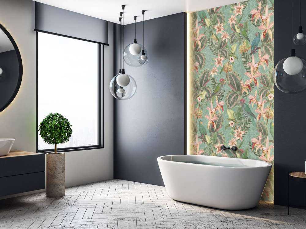 Tropical Jungle birds & parrots - mint green