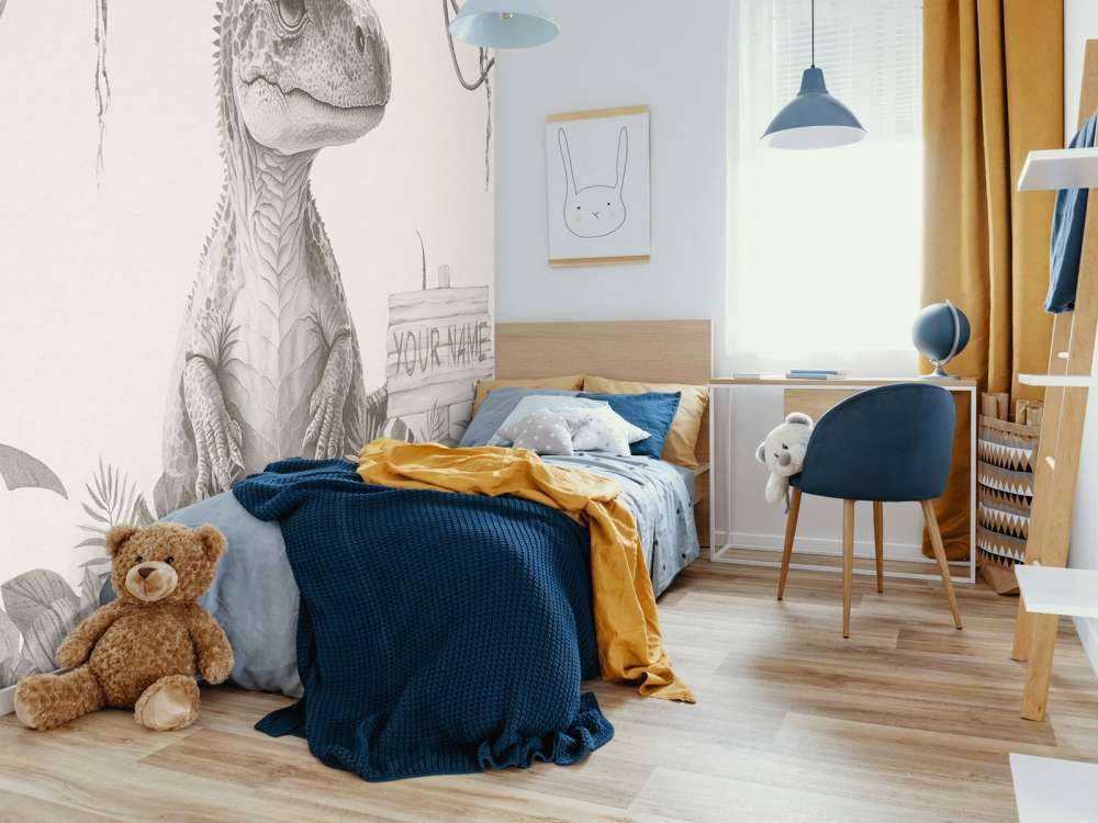 Baby t-rex in the beige jungle