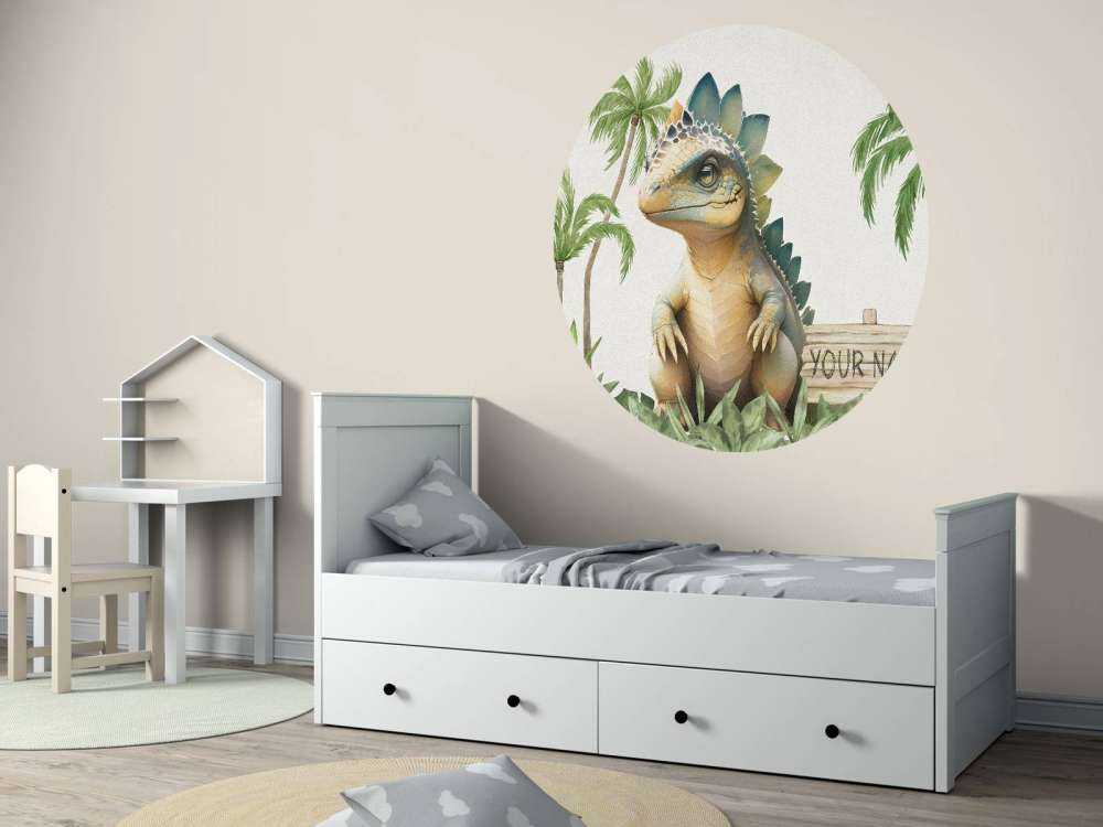 Baby stegosaurus in the jungle