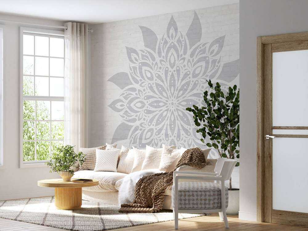 Soft gray Mandala Flower