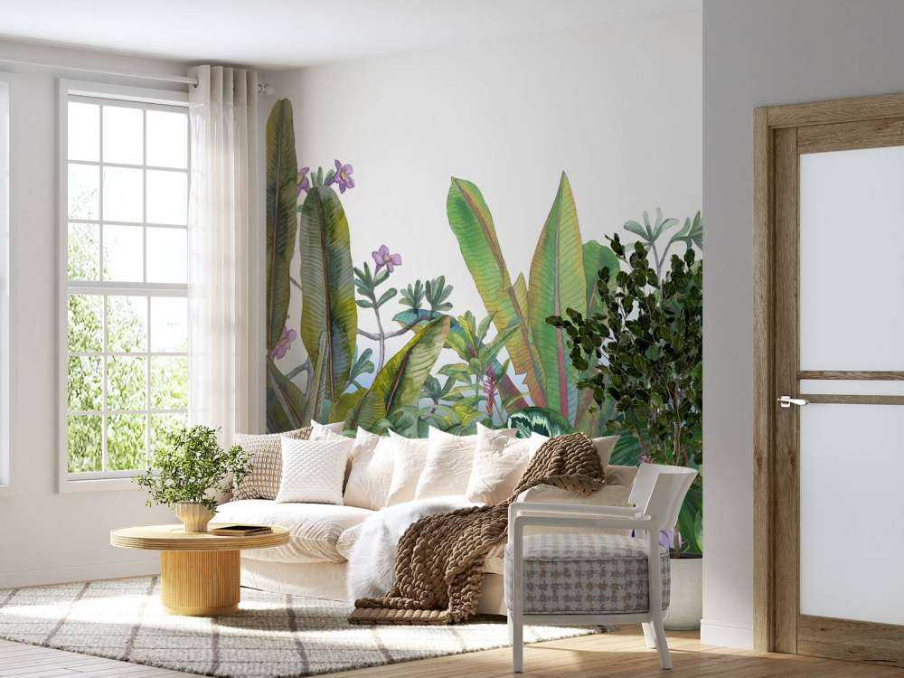 Watercolour leaves and flowers