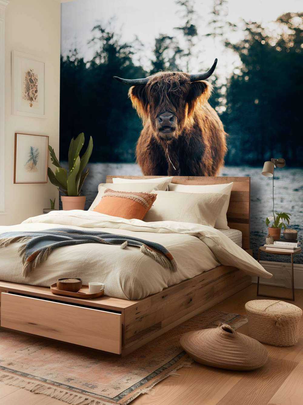 Scottish Highlander in the morning sun