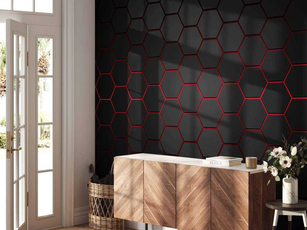 Red glowing hexagons