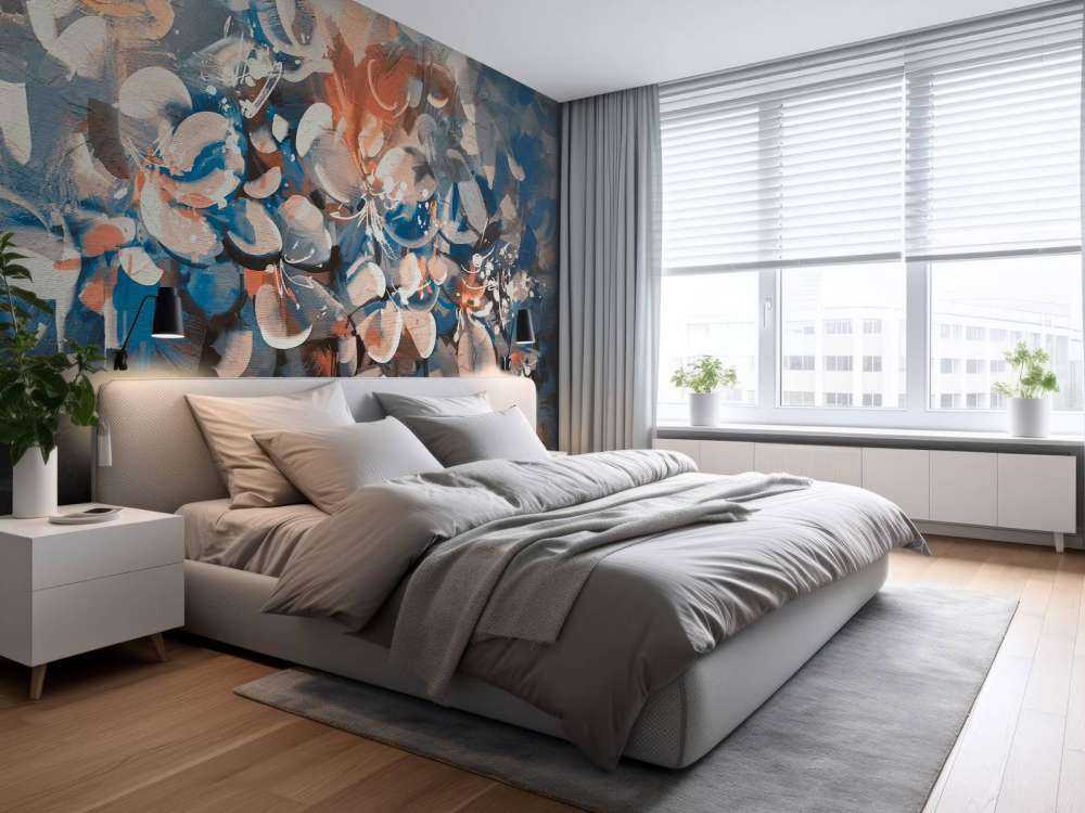 Abstract bloembladeren schilderij