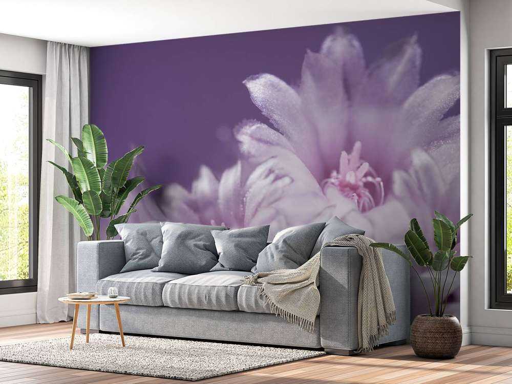 Roze bloemen met een paarse achtergrond