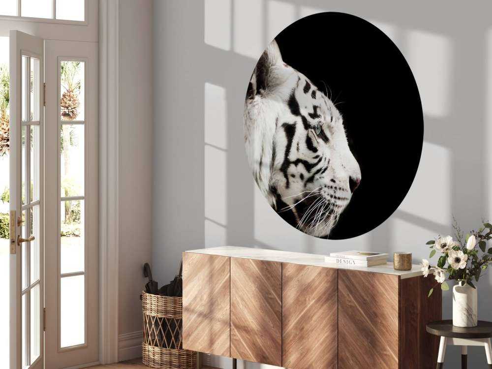 Witte tijger op zwarte achtergrond