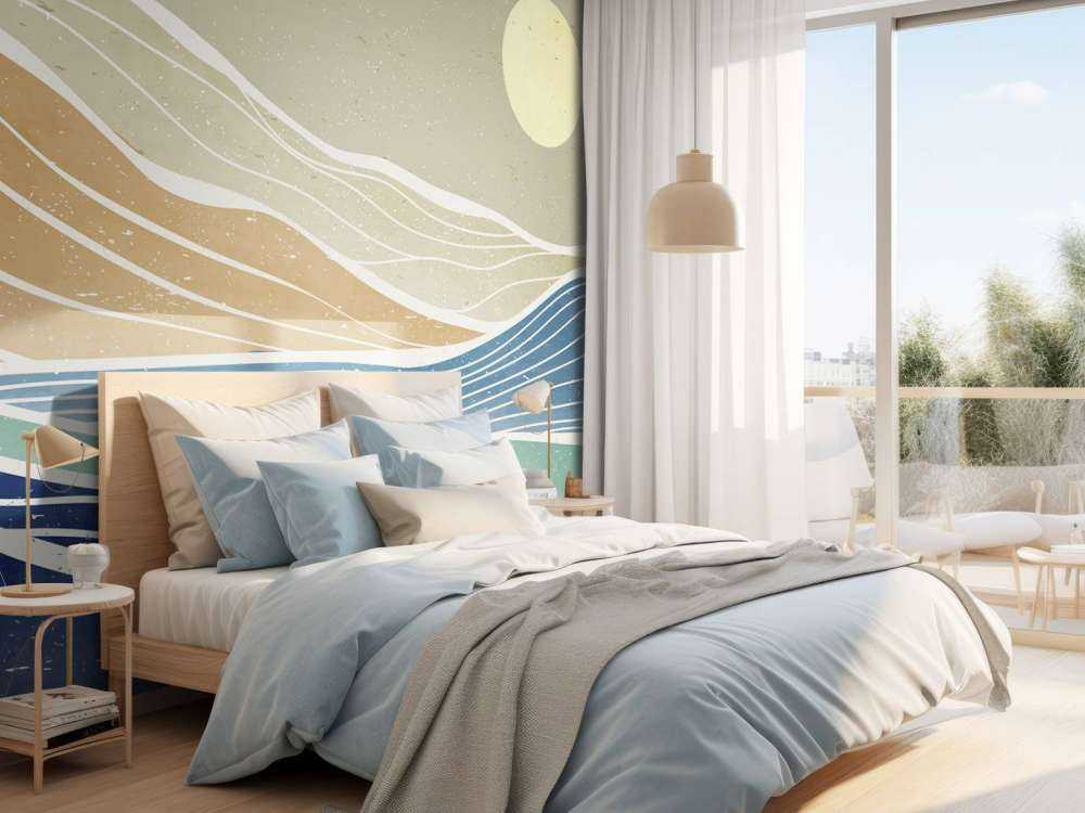 Colored ocean waves with the sun