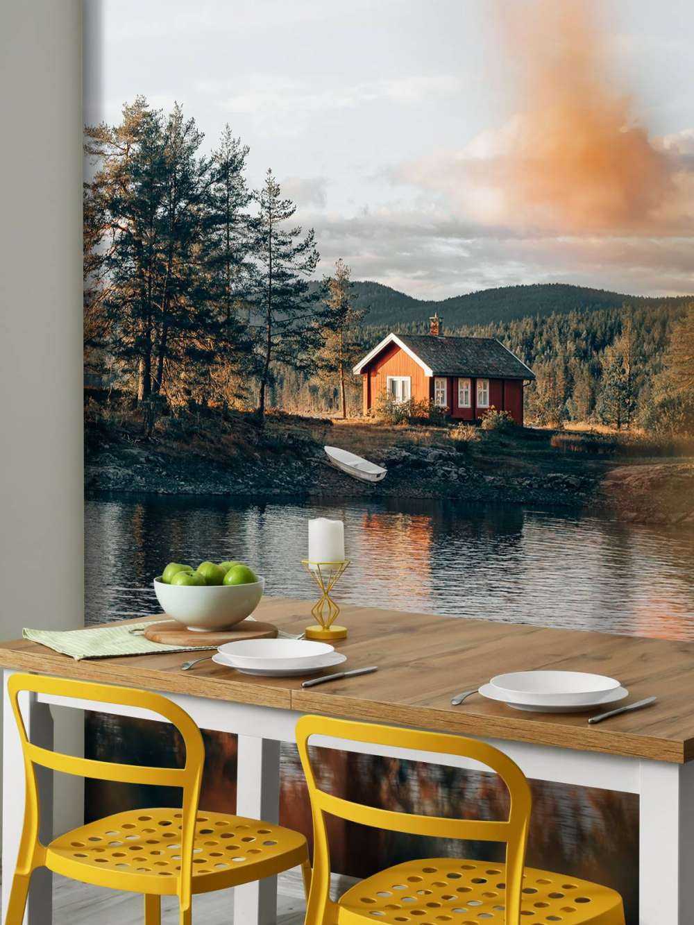 Red house by the lake