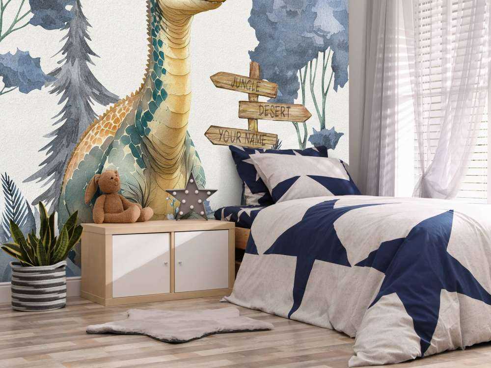 Baby brachiosaurus in the blue jungle